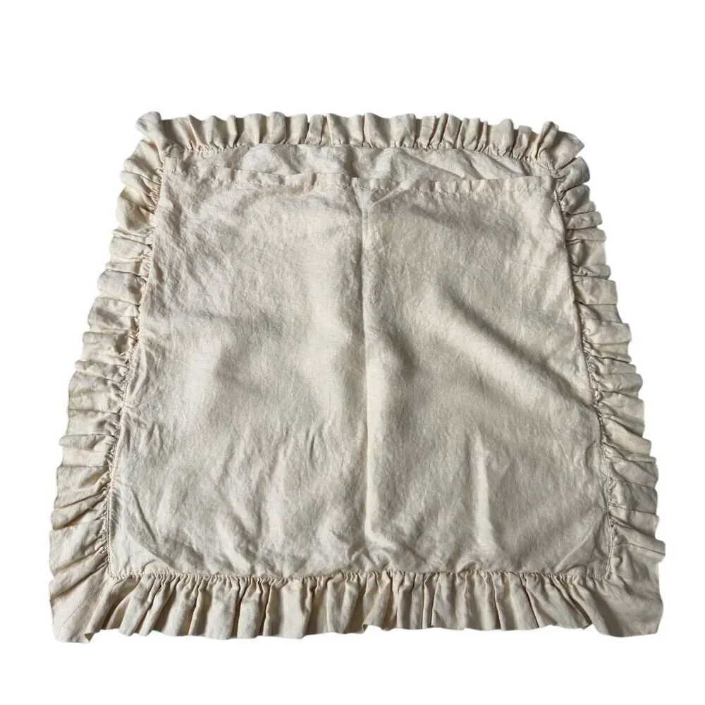 Pottery Barn 100% Linen Ruffle Euro Sham Pillowcase Daffodill Yellow 26x26